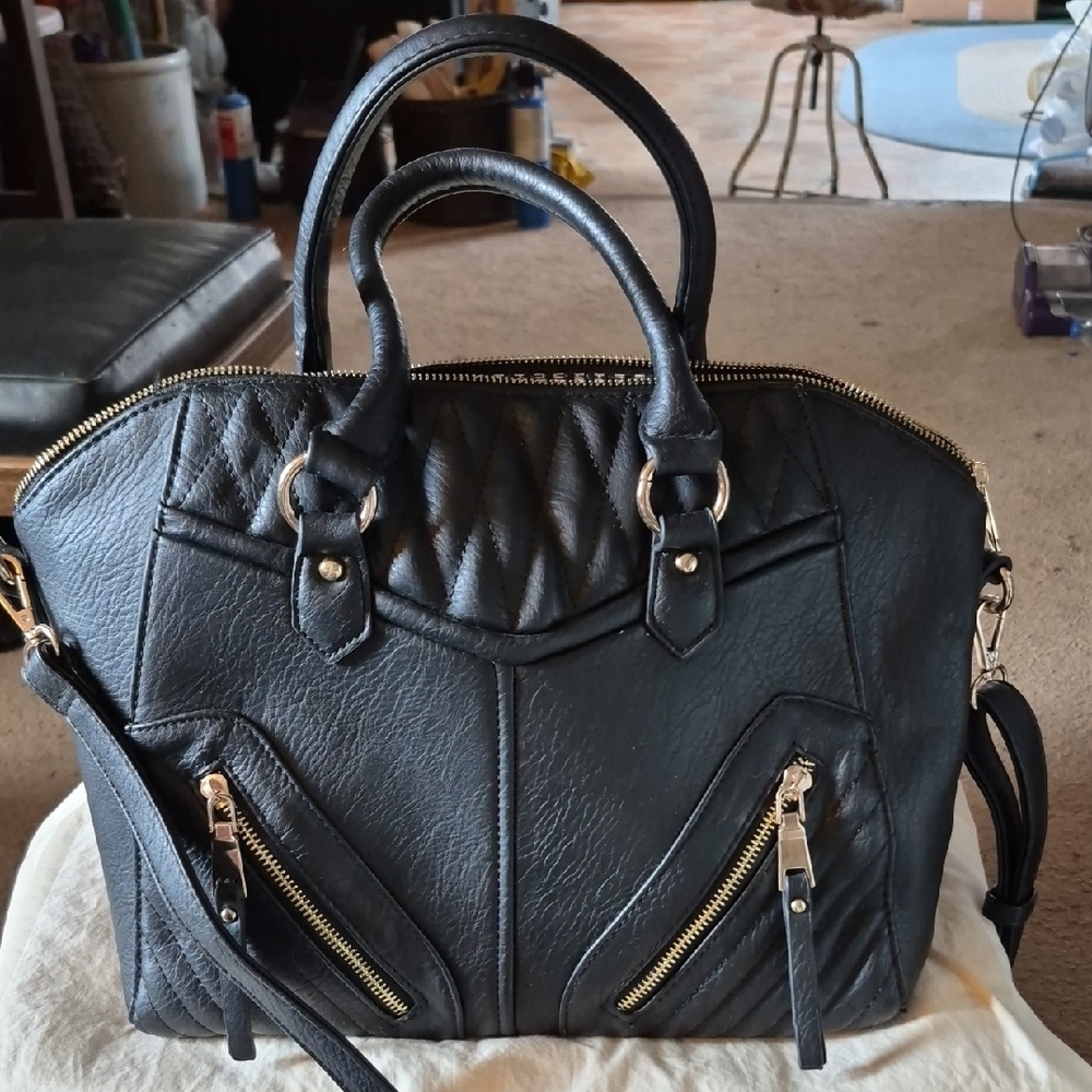 Black Quilted Satchel Handbag - Unbranded